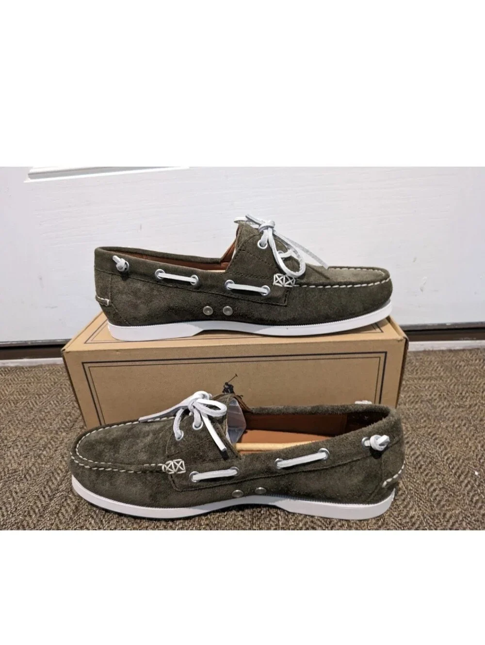 Polo Ralph Lauren Merton Suede Boat Shoe , Green, Men's Size 10 New With Box